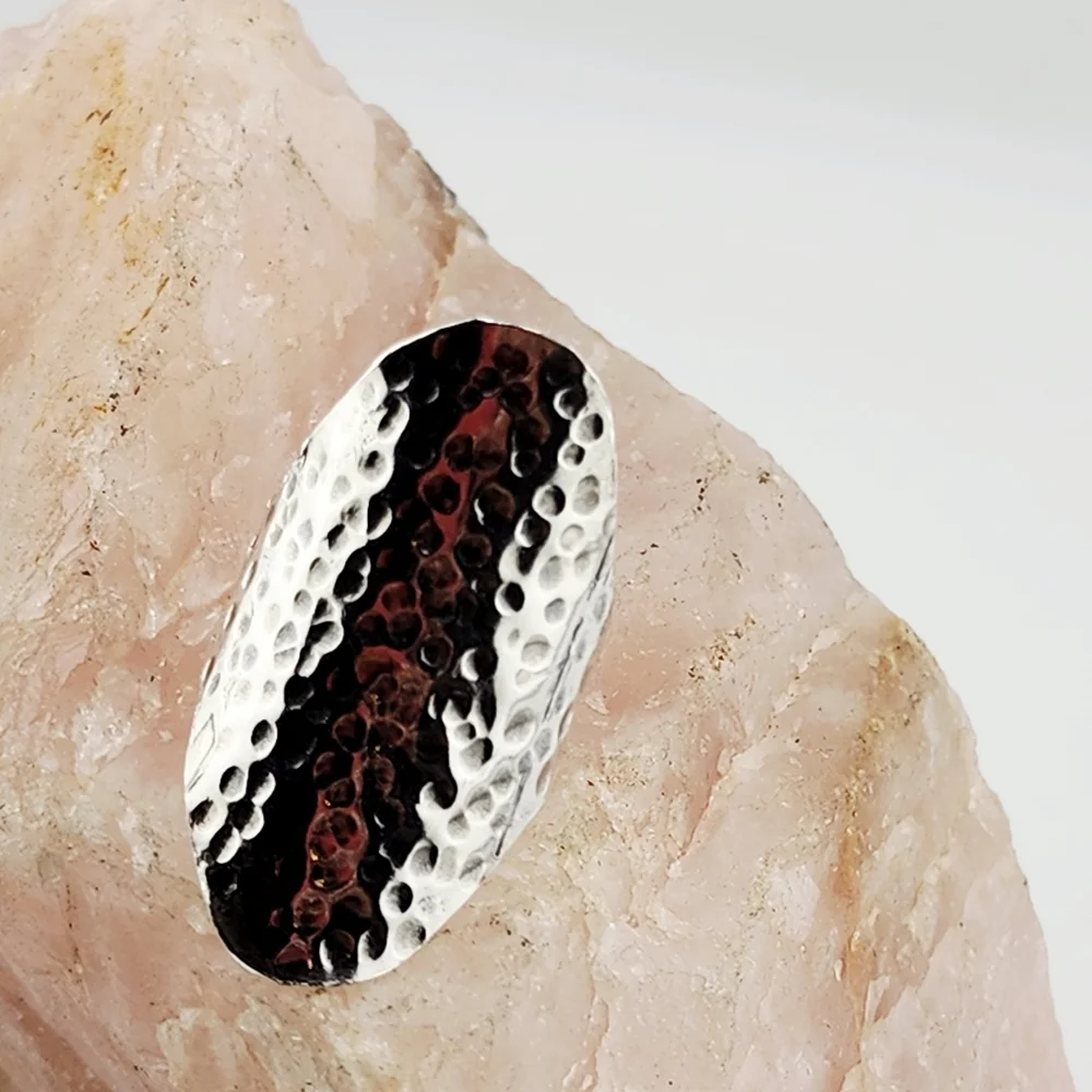 HAMMERED SADDLE STERLING SILVER RING WOMENS SIZE 8